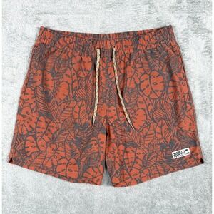 Howler Brothers Deep Set Swim Trunks Mens Large Brown Leaf 7in Board Shorts